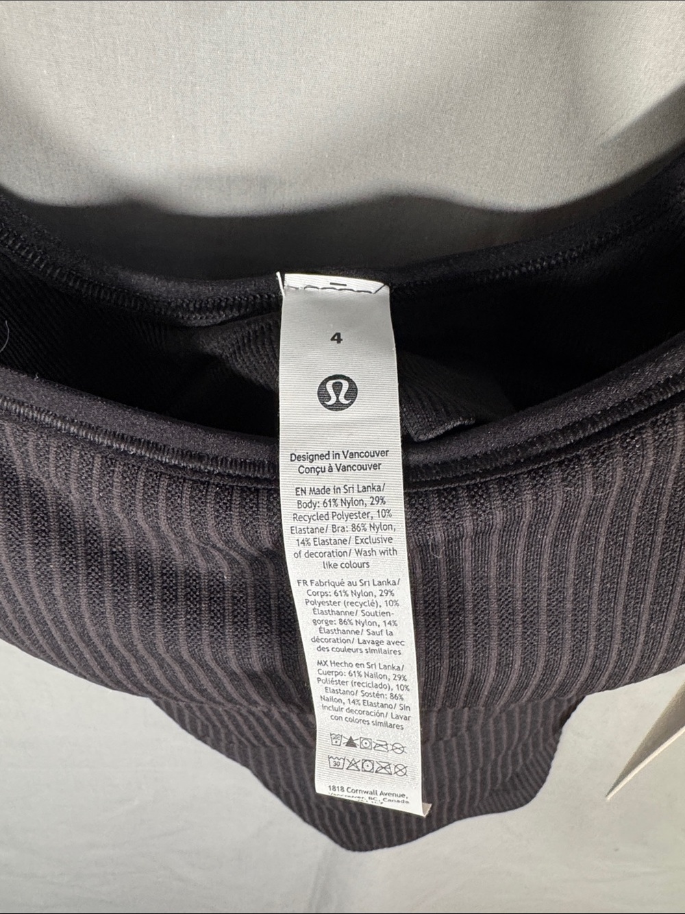 Lululemon NWT Ebb to Street Scoop-Neck Cropped Tank Top Black Bra B/C Size 4 - Picture 4 of 7